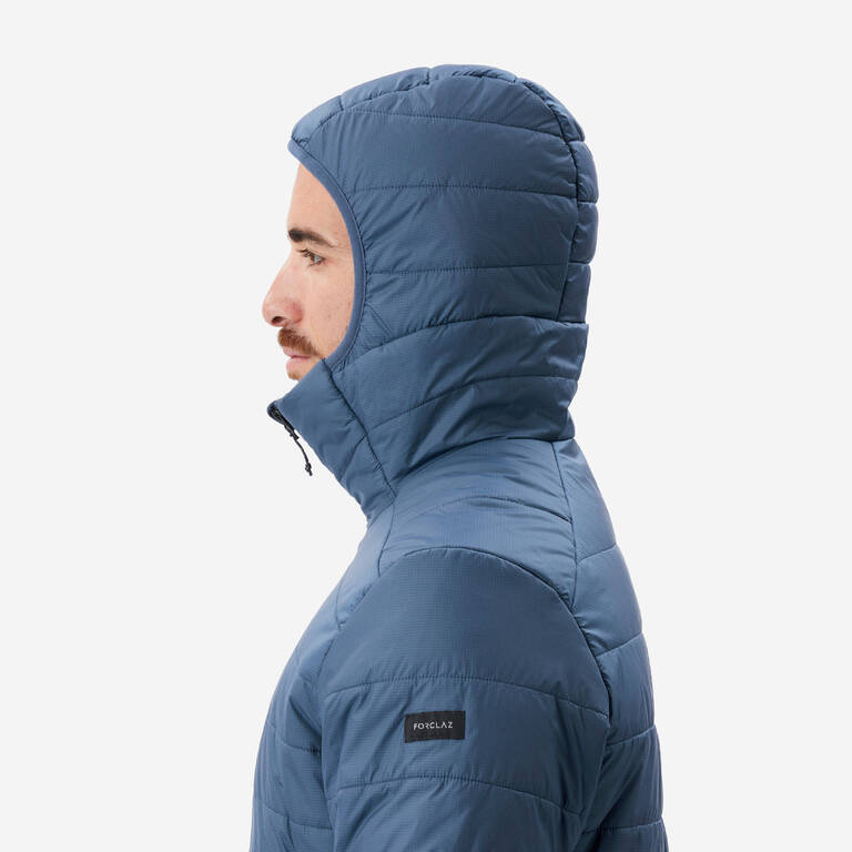 Jaket padded sintetis pria trekking gunung bertudung MT100 -5°C