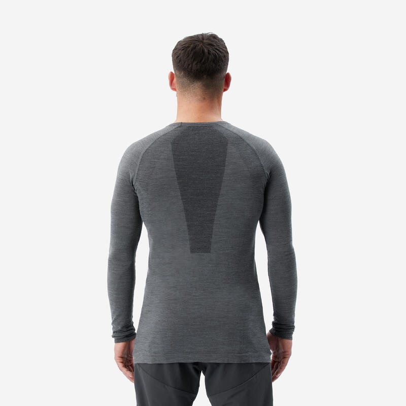 Naadloos shirt met merinowol voor alpinisme heren