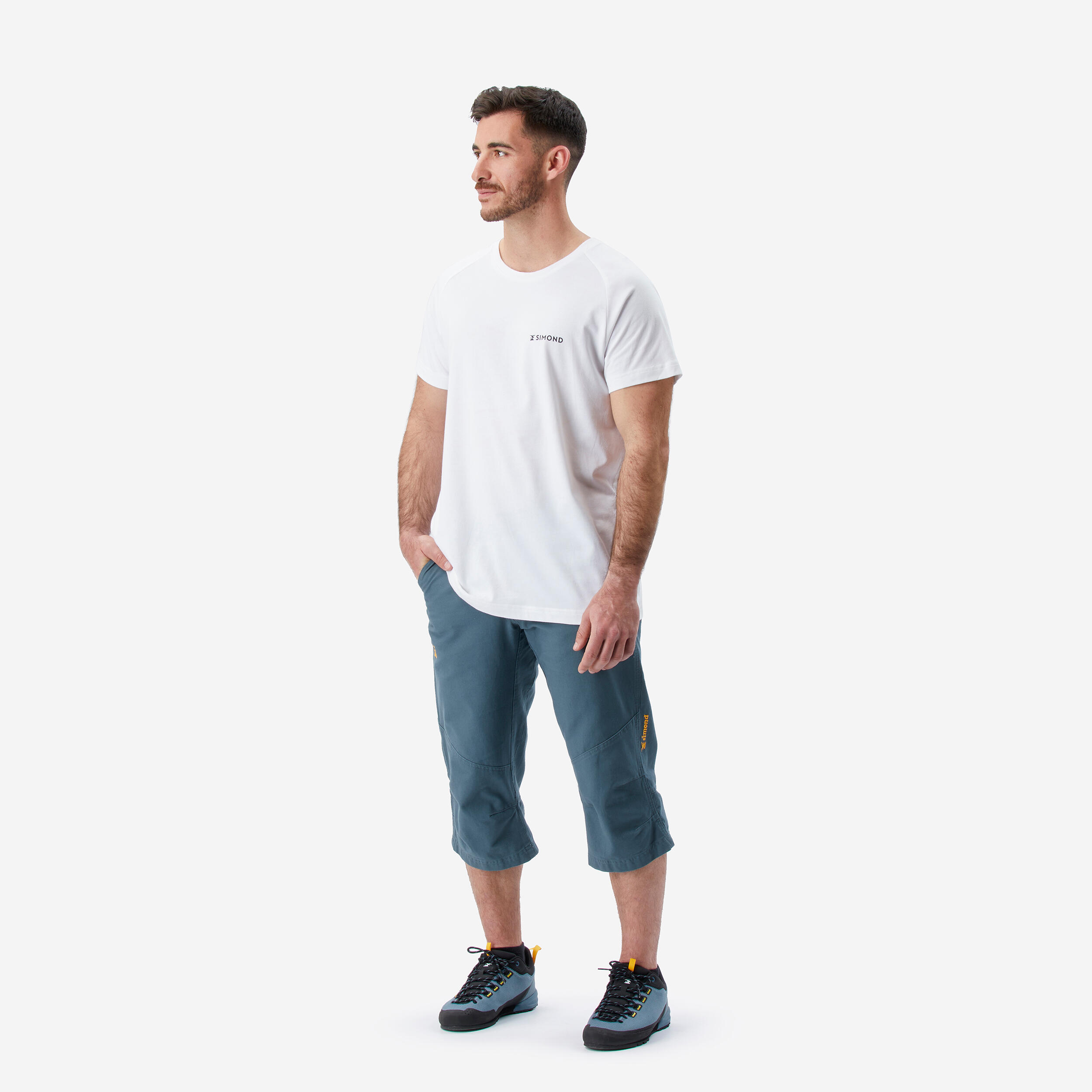 Pantalon pirata de escalada y montana Hombre Simond Cliff Azul