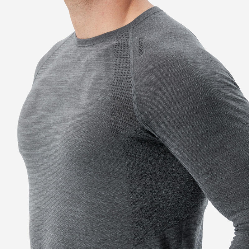Naadloos shirt met merinowol voor alpinisme heren