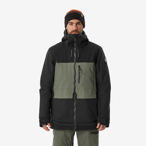 Chaqueta de snowboard cálida y resistente hombre, SNB 500 ziprotect caqui negro