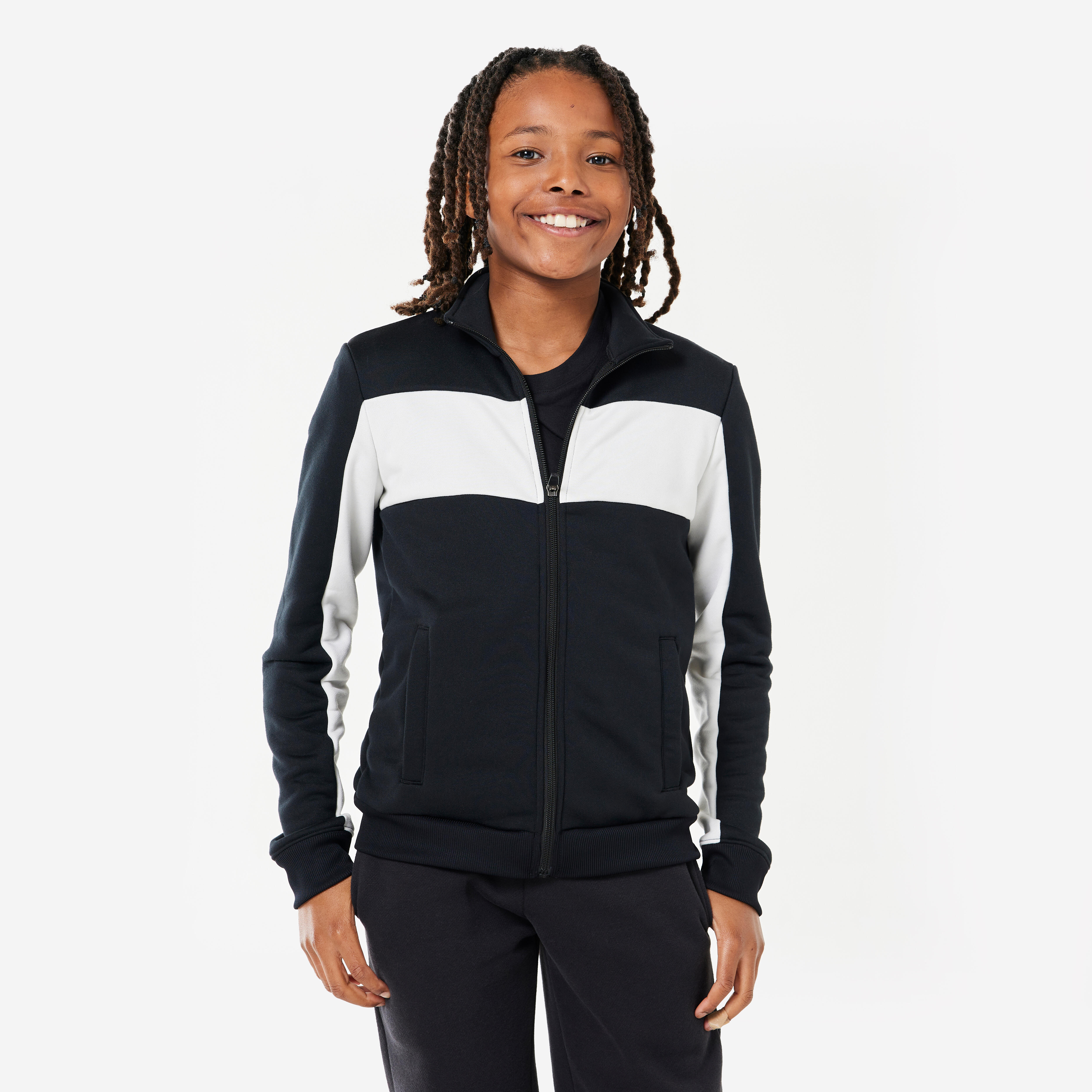 Decathlon - Veste Survêtement Enfant - Noir Et Blanc - Veste - Education Sportive Enfant - Blanc-noir - 10 À 12 Ans - Decathlon