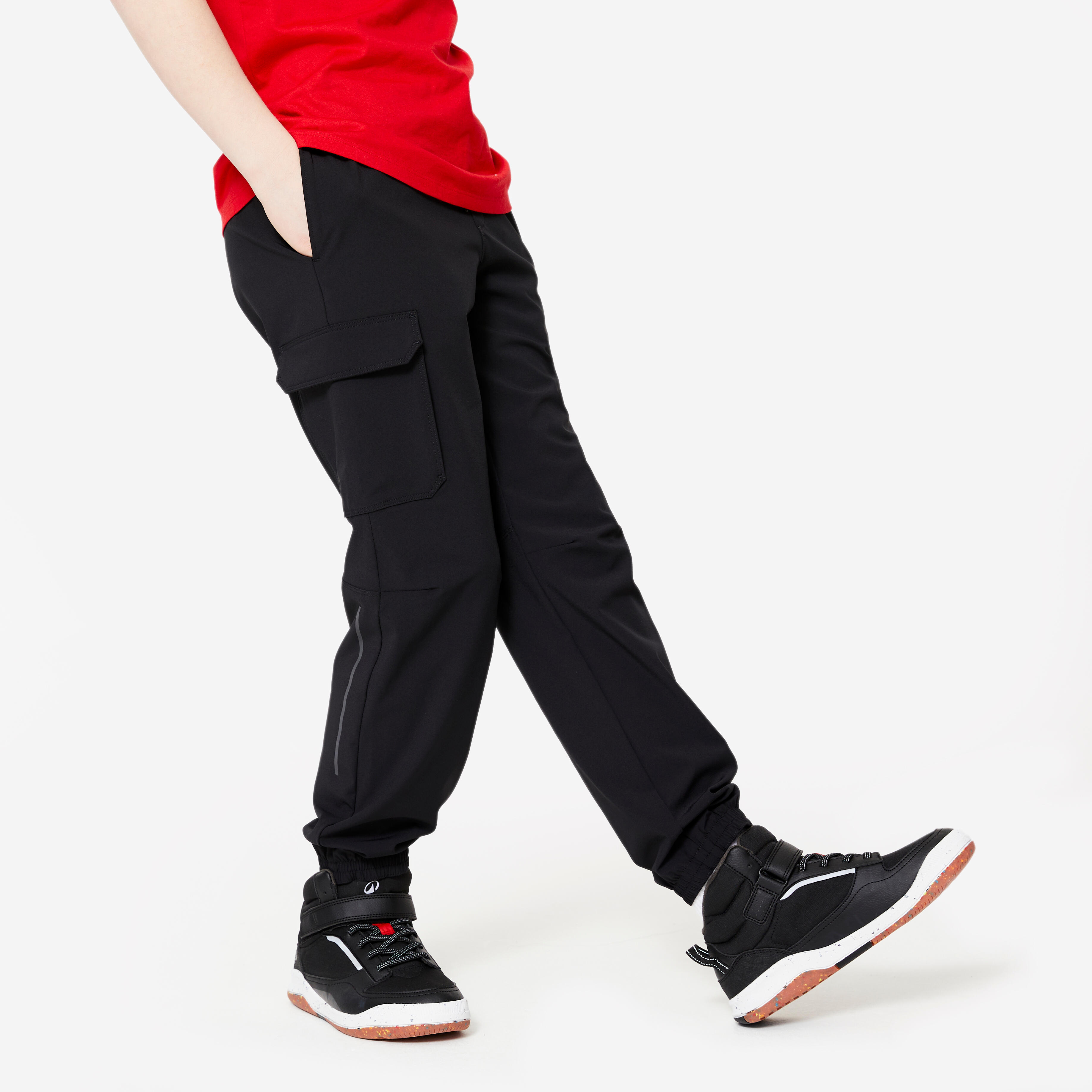 decathlon Kids' Unisex Cargo Jogging Bottoms - Black-picture-14