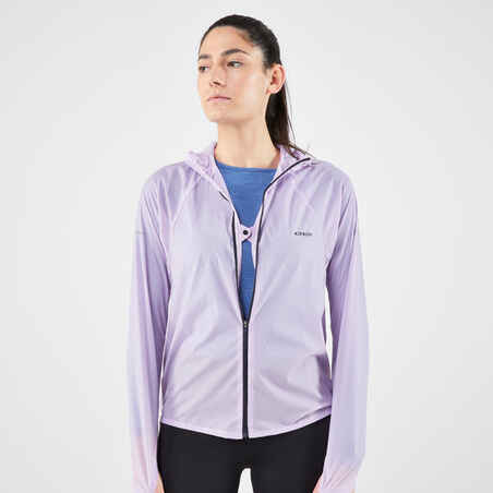 Chamarra cortaviento running y trail running Mujer - KIPRUN Run 900 Wind Lila 