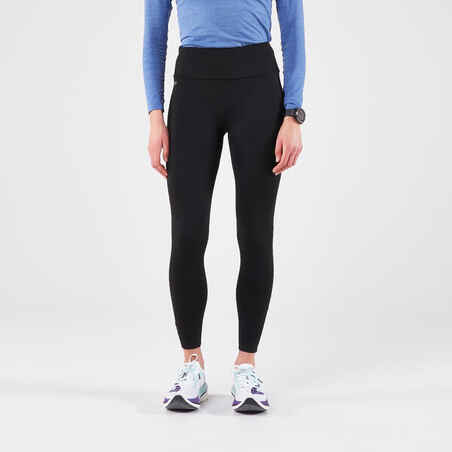 Women's warm running leggings-KIPRUN Run 100 Warm-Black