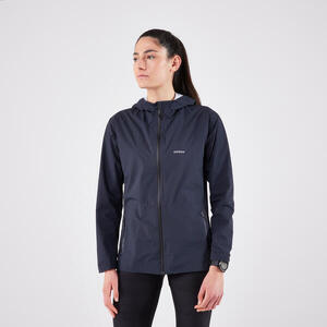 Chaqueta running impermeable mujer, Kiprun Run Rain 900 gris oscuro