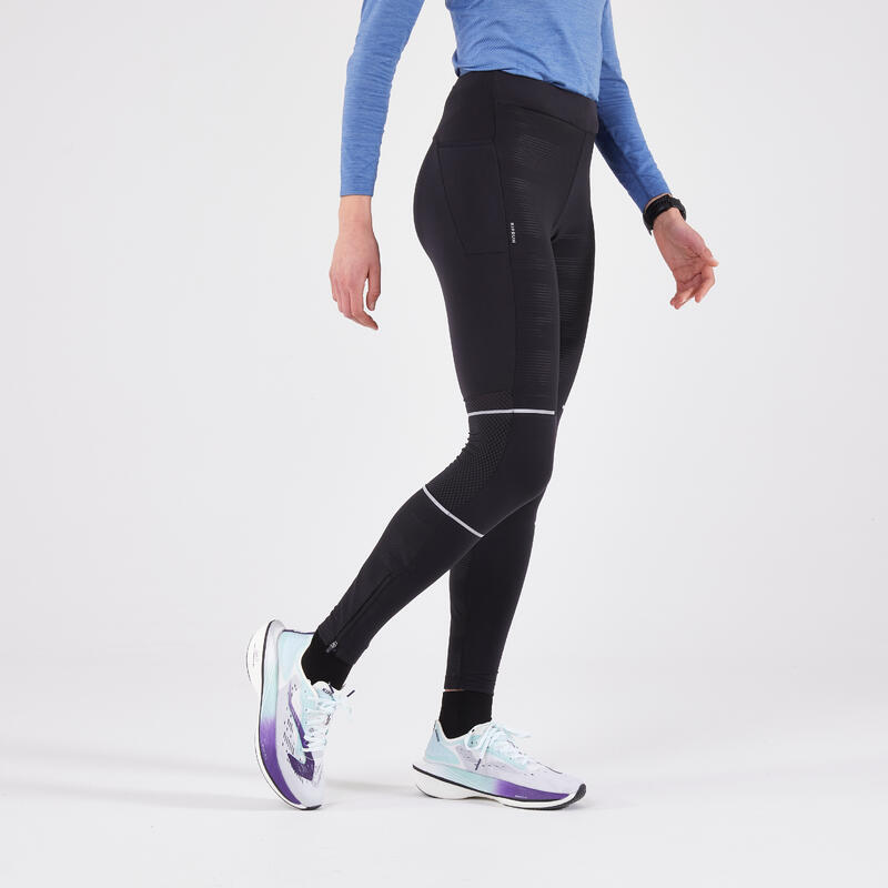 Legginsy do biegania damskie Kiprun Warm Rain ocieplane