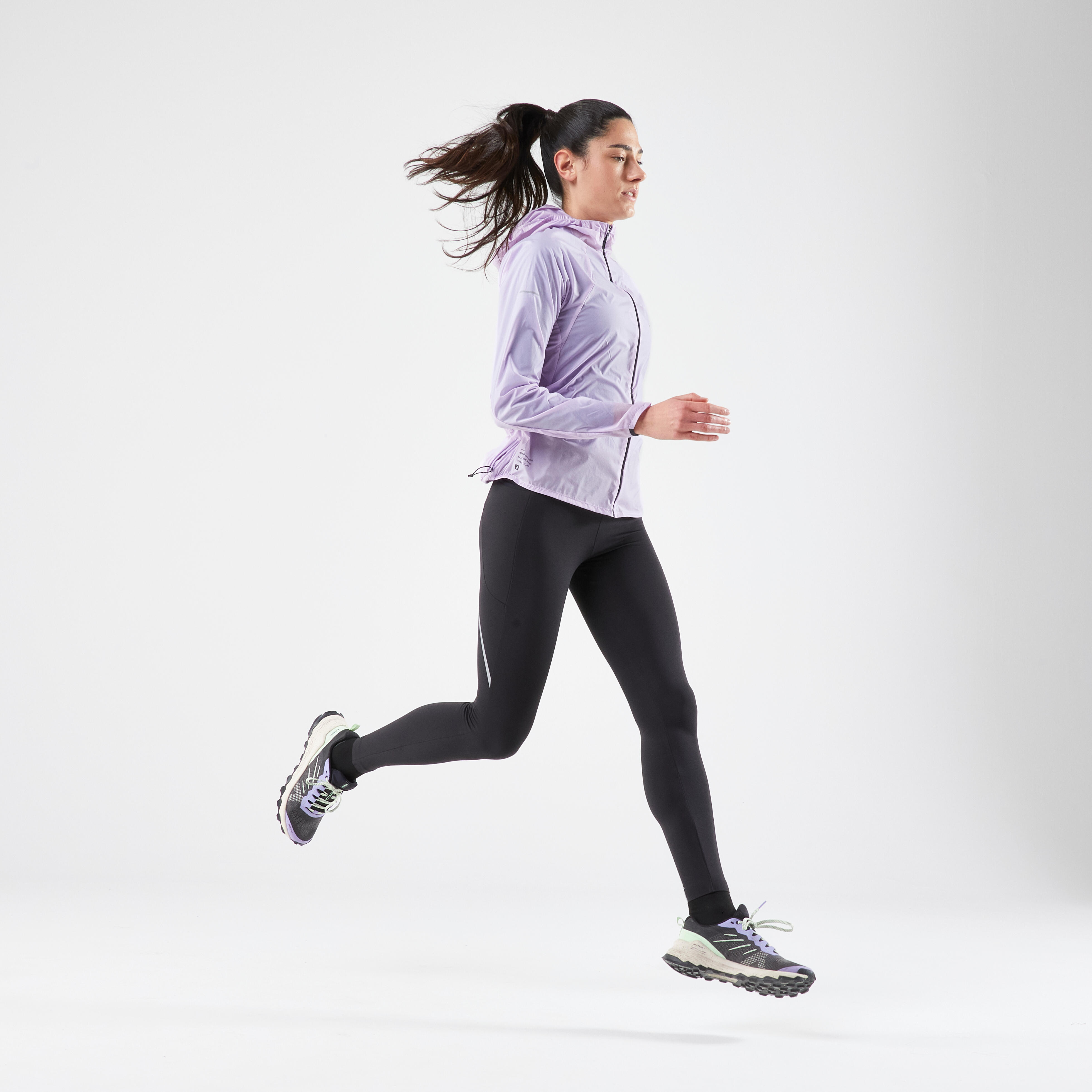 Women's LS Trail Running Windproof Jacket - Lilac - KIPRUN