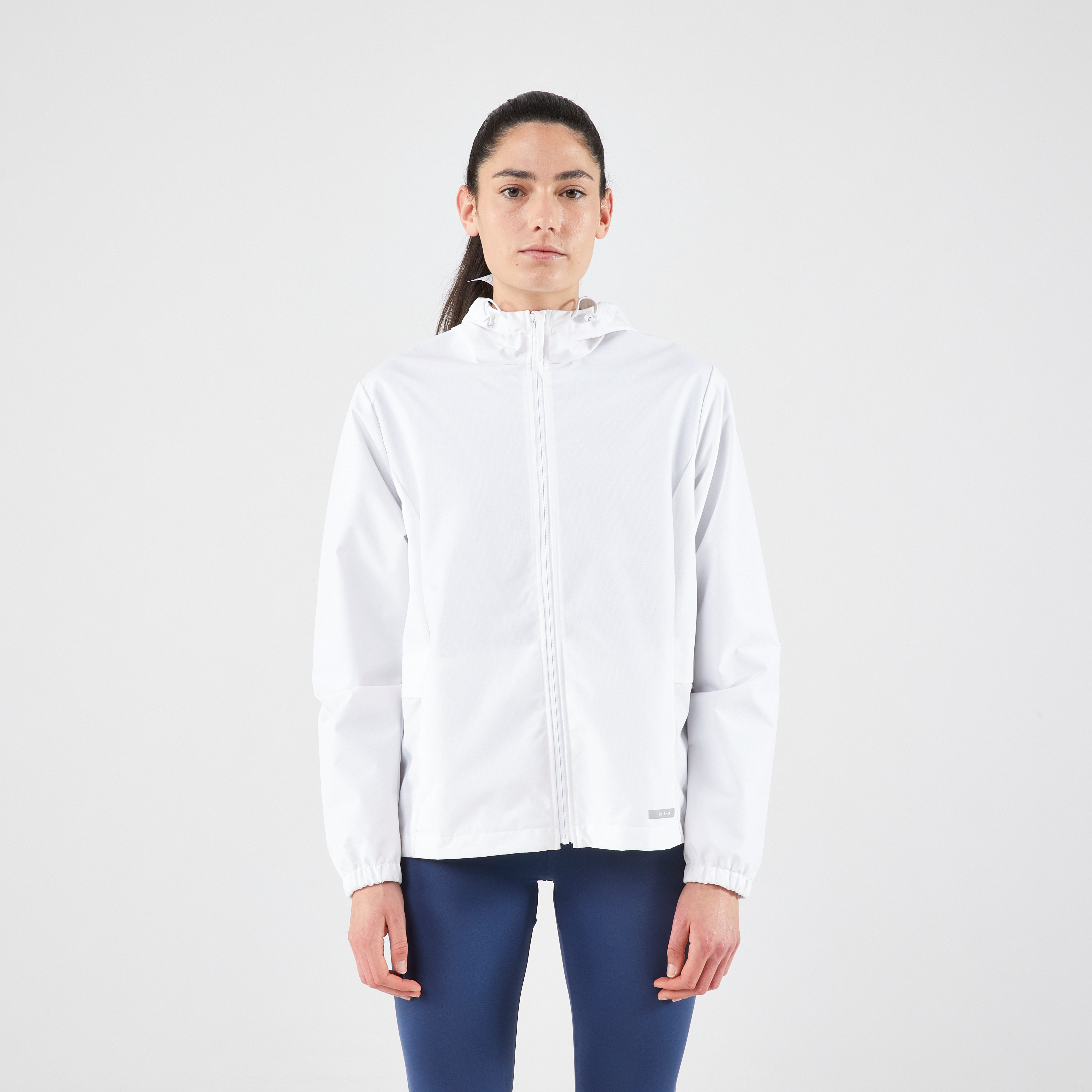 Veste imperméable de running Femme KIPRUN Run 100 Rain Blanche