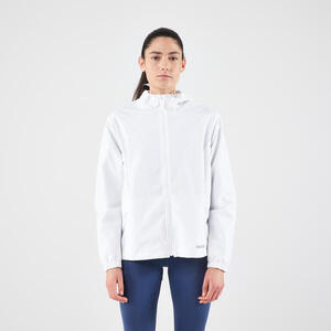 Chaqueta impermeable de running Mujer - KIPRUN Run 100 Rain Blanco