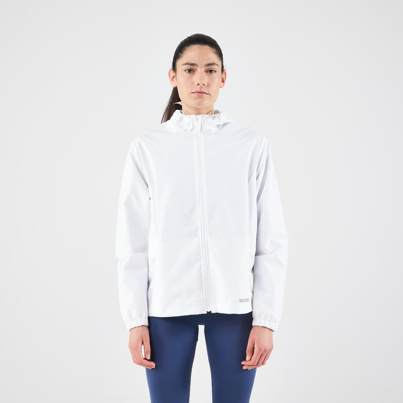 Chaqueta impermeable de running Mujer - KIPRUN Run 100 Rain Blanco 