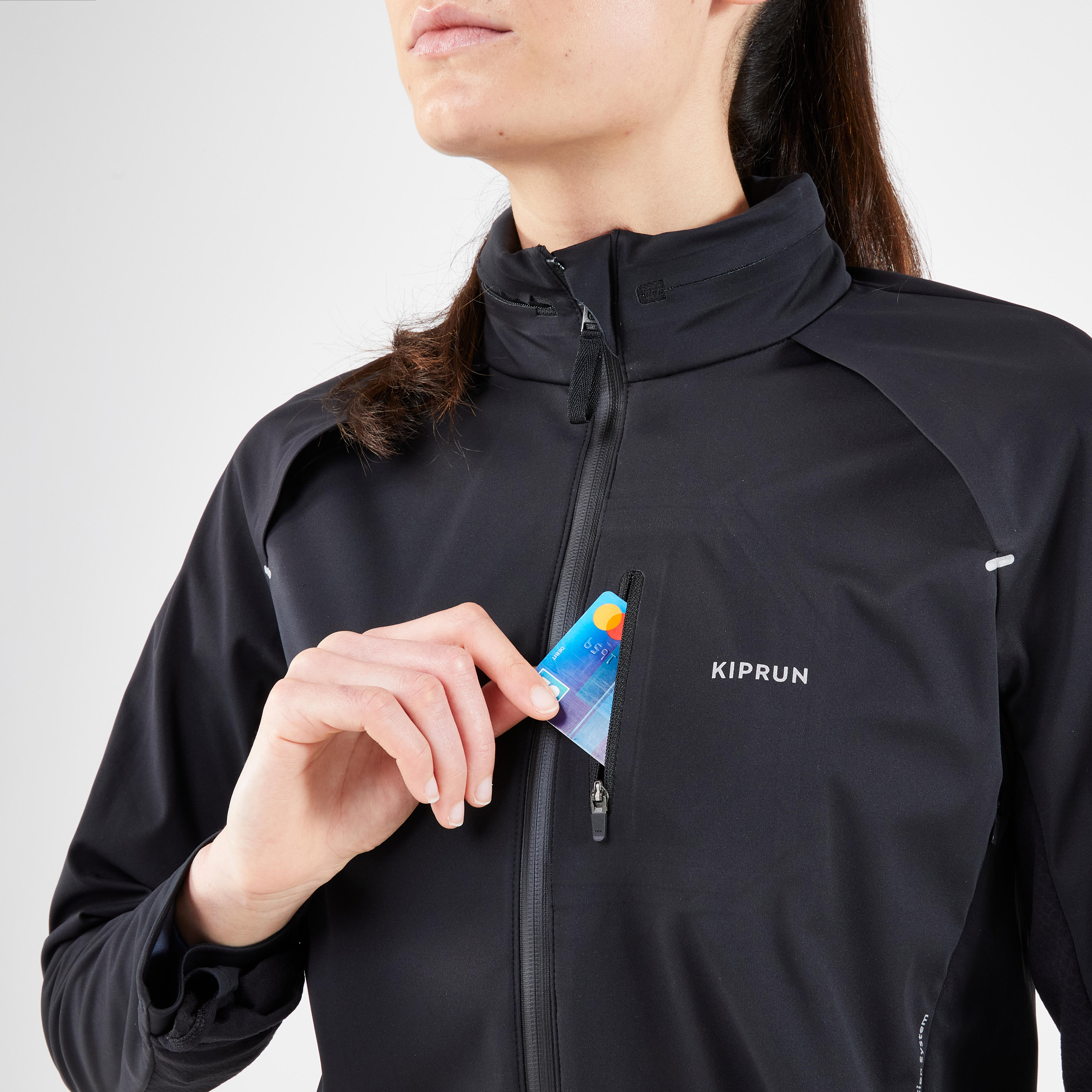 Kiprun warm women's winter running jacket black sale