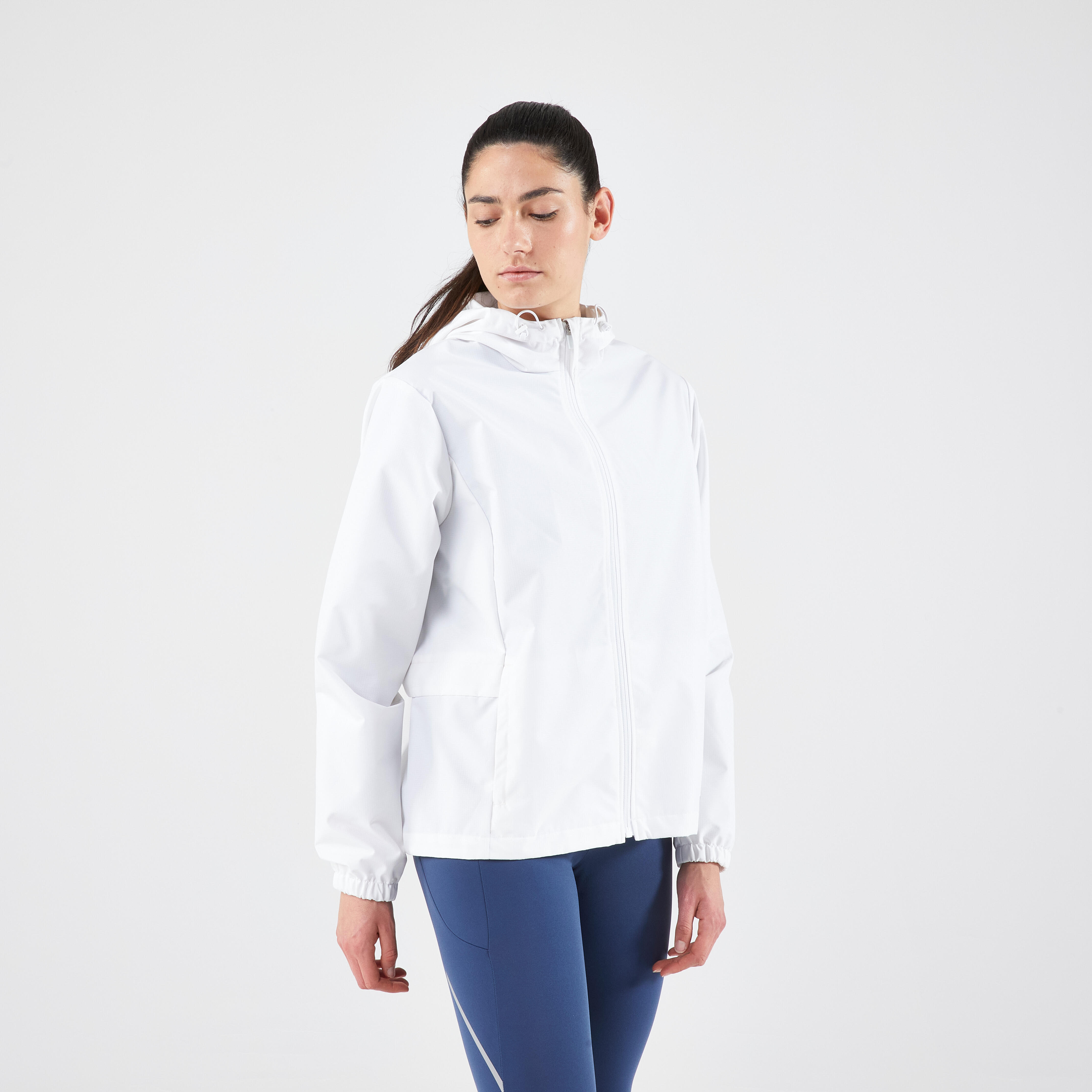 KIPRUN Giacca da running impermeabile da donna - Run 100 Rain White