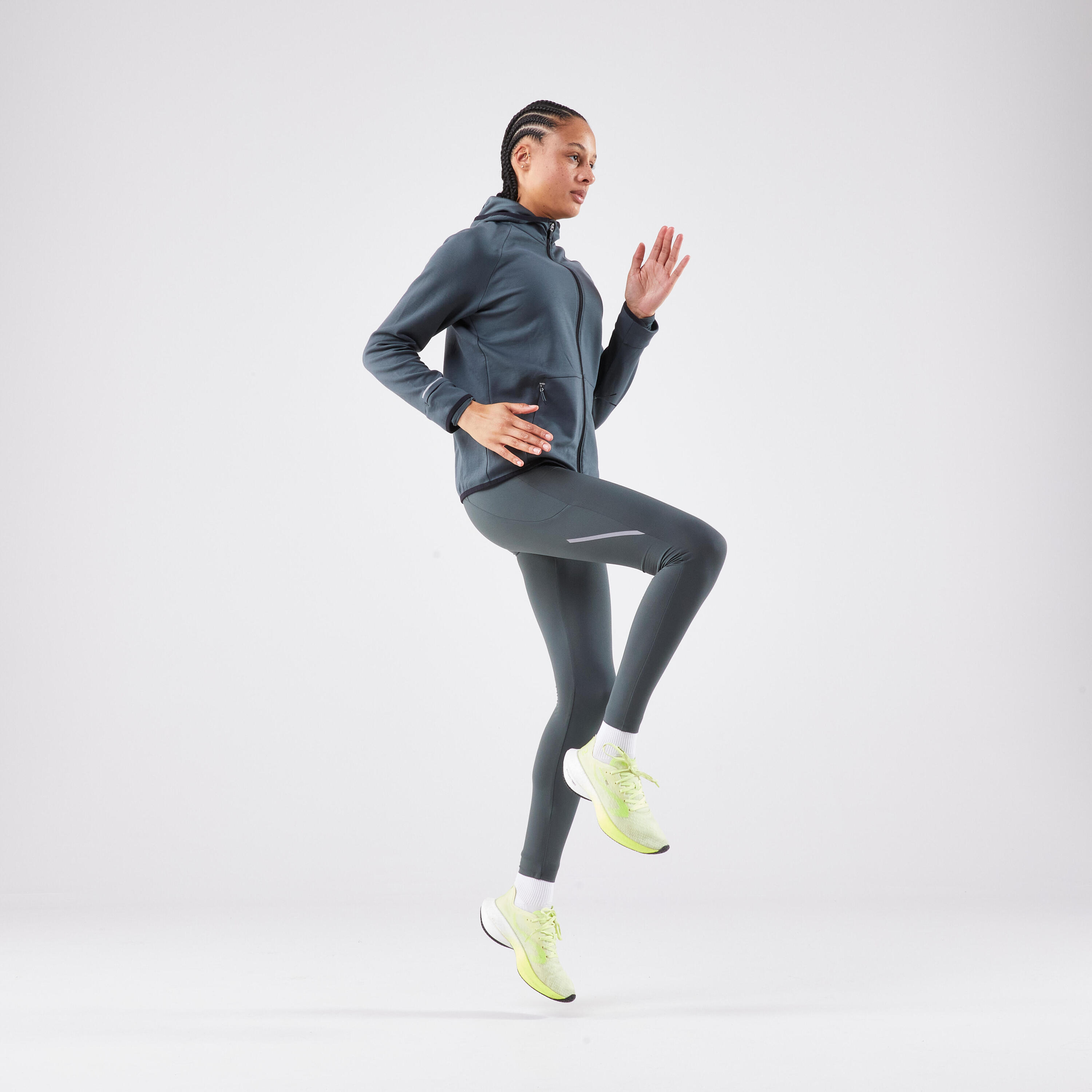 Veste chaude de running Femme, KIPRUN Run 500 Warm Vert fumé 7/7