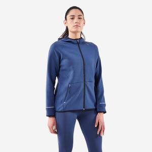 Women's warm running jacket-KIPRUN RUN 500 Warm-Abyss blue