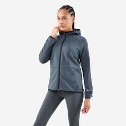 Veste chaude de running Femme, KIPRUN Run 500 Warm Vert fumé