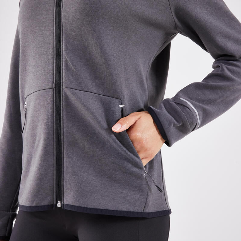 Warm hardloopjack voor dames Run 500 Warm antracietgrijs