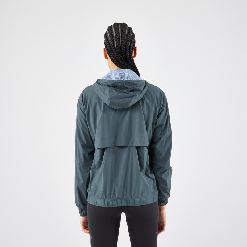 Veste coupe-vent de running Femme - KIPRUN Run 500 Wind verte