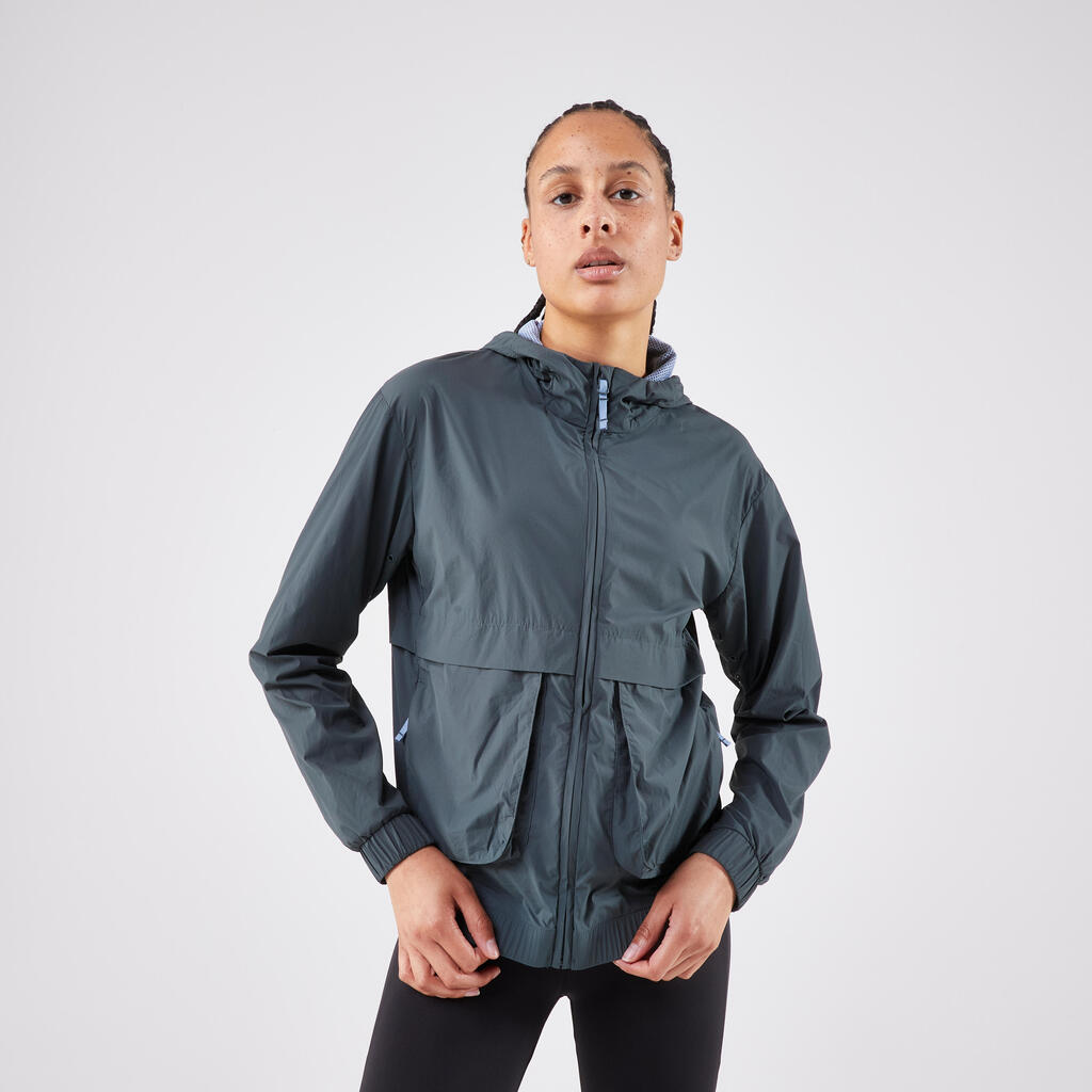 Women's windproof running jacket - KIPRUN Run 500 Wind - Green