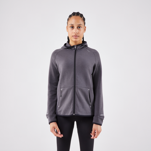 Veste chaude de running Femme, KIPRUN Run 500 Warm Gris charbon