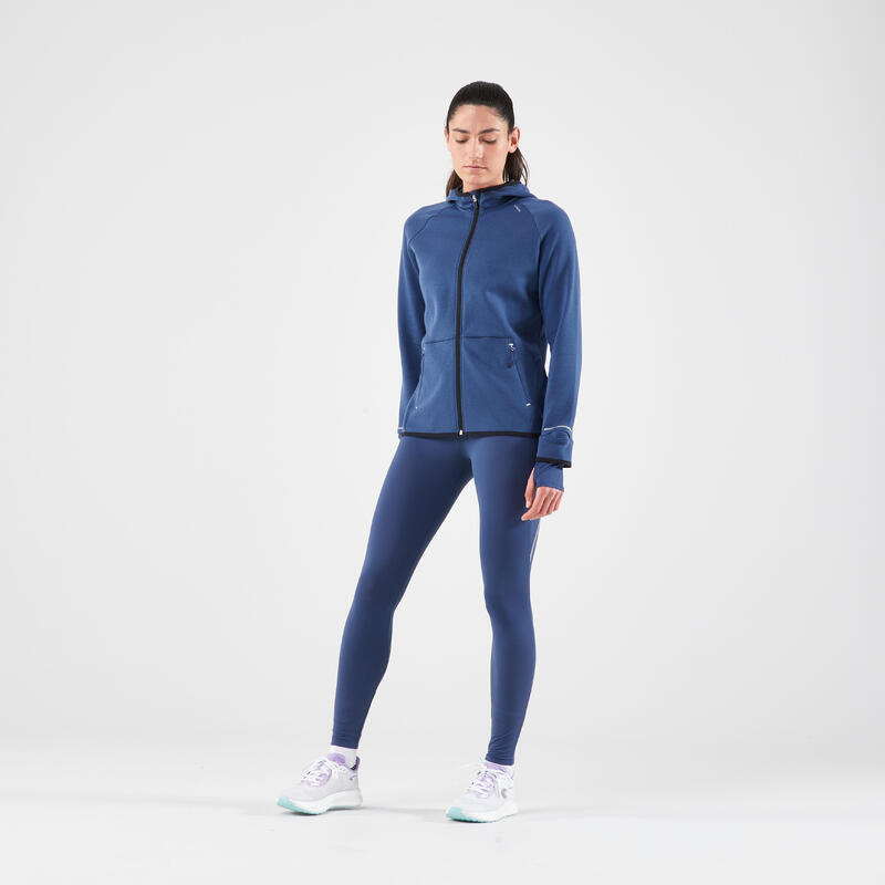 Legging chaud de running Femme- KIPRUN Run 500 Warm Bleu abysse