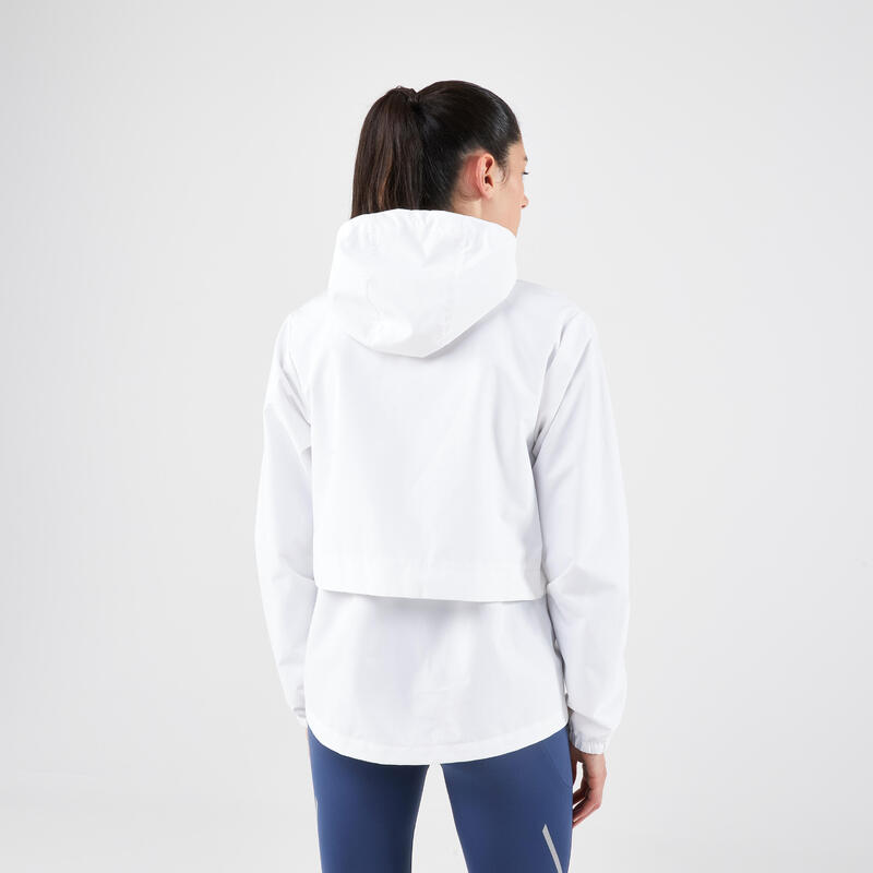 Chaqueta impermeable de running Mujer - KIPRUN Run 100 Rain Blanco 