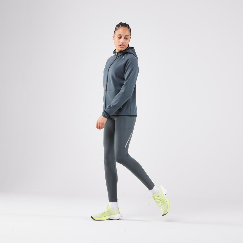 Zelene ženske tekaške pajkice Run 500 Warm 