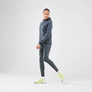 Women's warm running leggings - KIPRUN Run 500 Warm - Smoke green