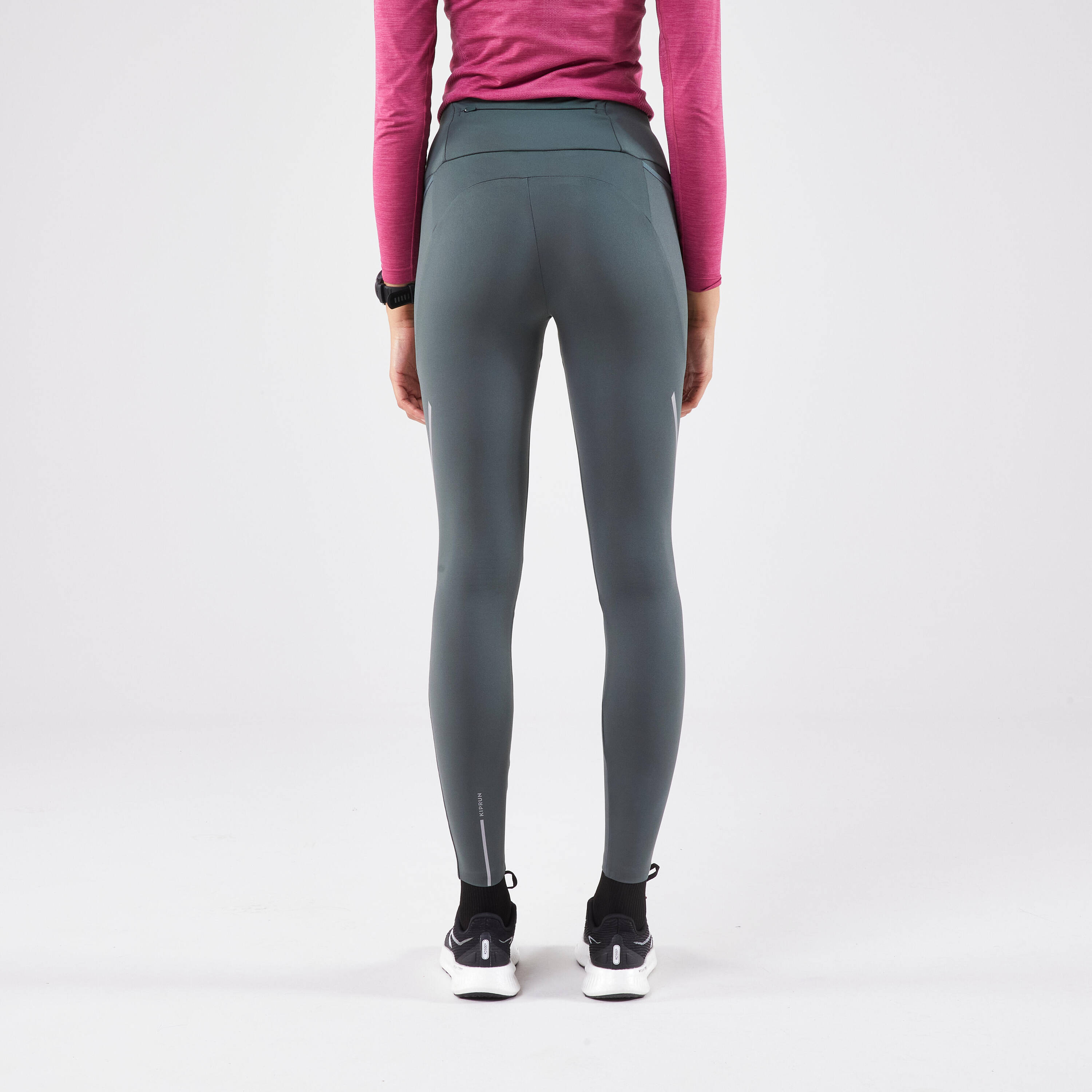 Women's warm running leggings - KIPRUN Run 500 Warm - Smoke green -  3