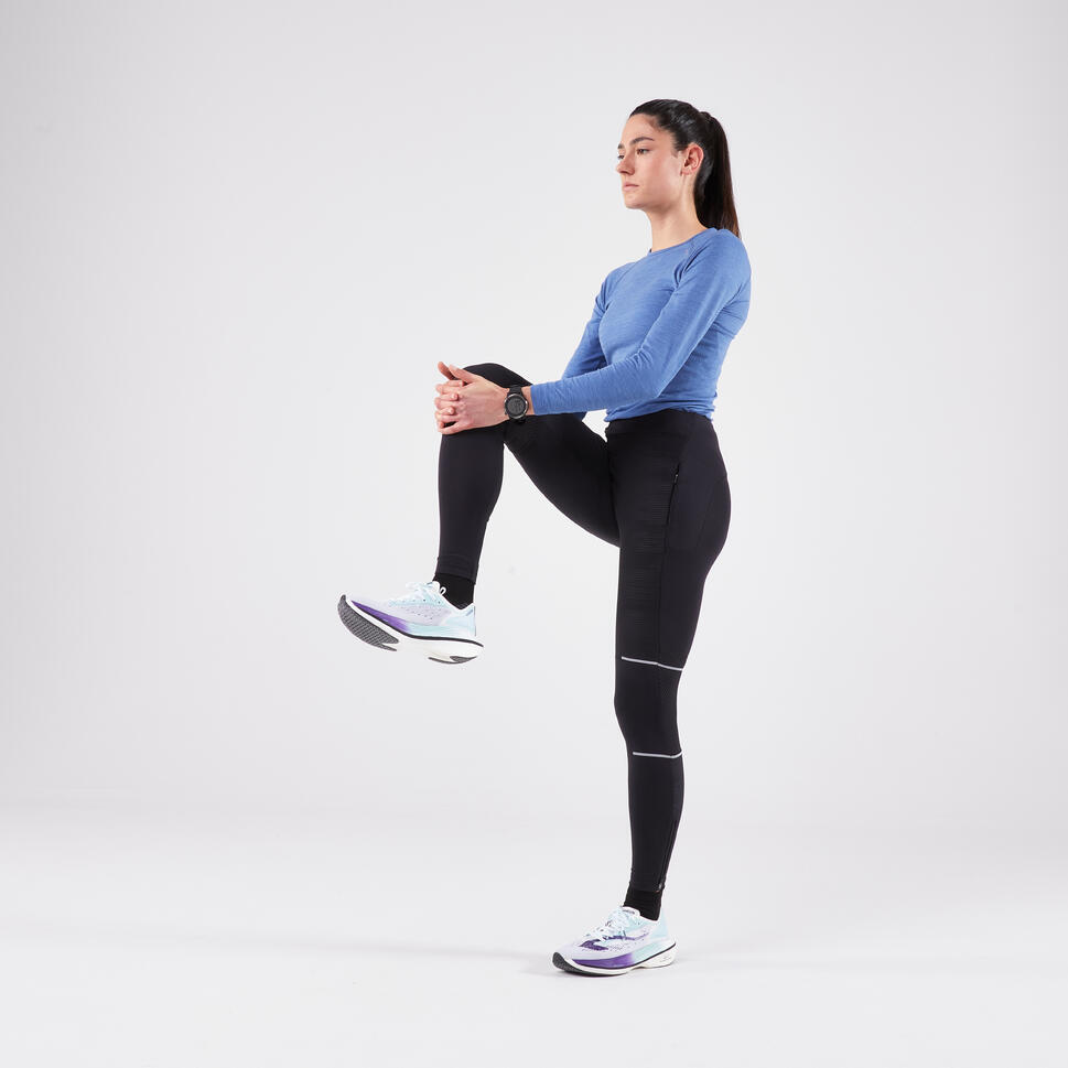 Legginsy do biegania damskie Kiprun Warm Rain ocieplane