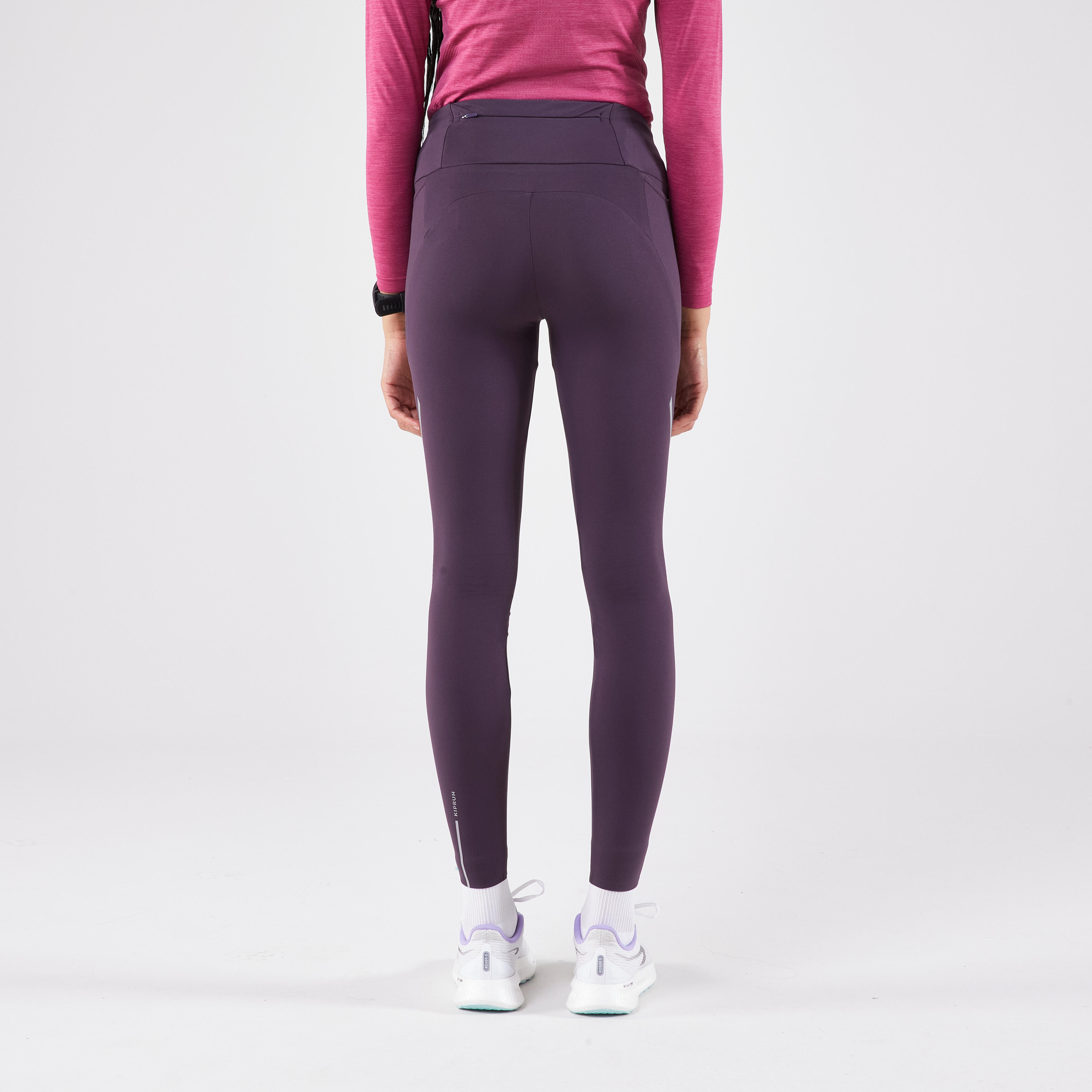 KIPRUN Dámske bežecké legíny Run 500 Warm hrejivé fialové S (W28 L31) · záber 3