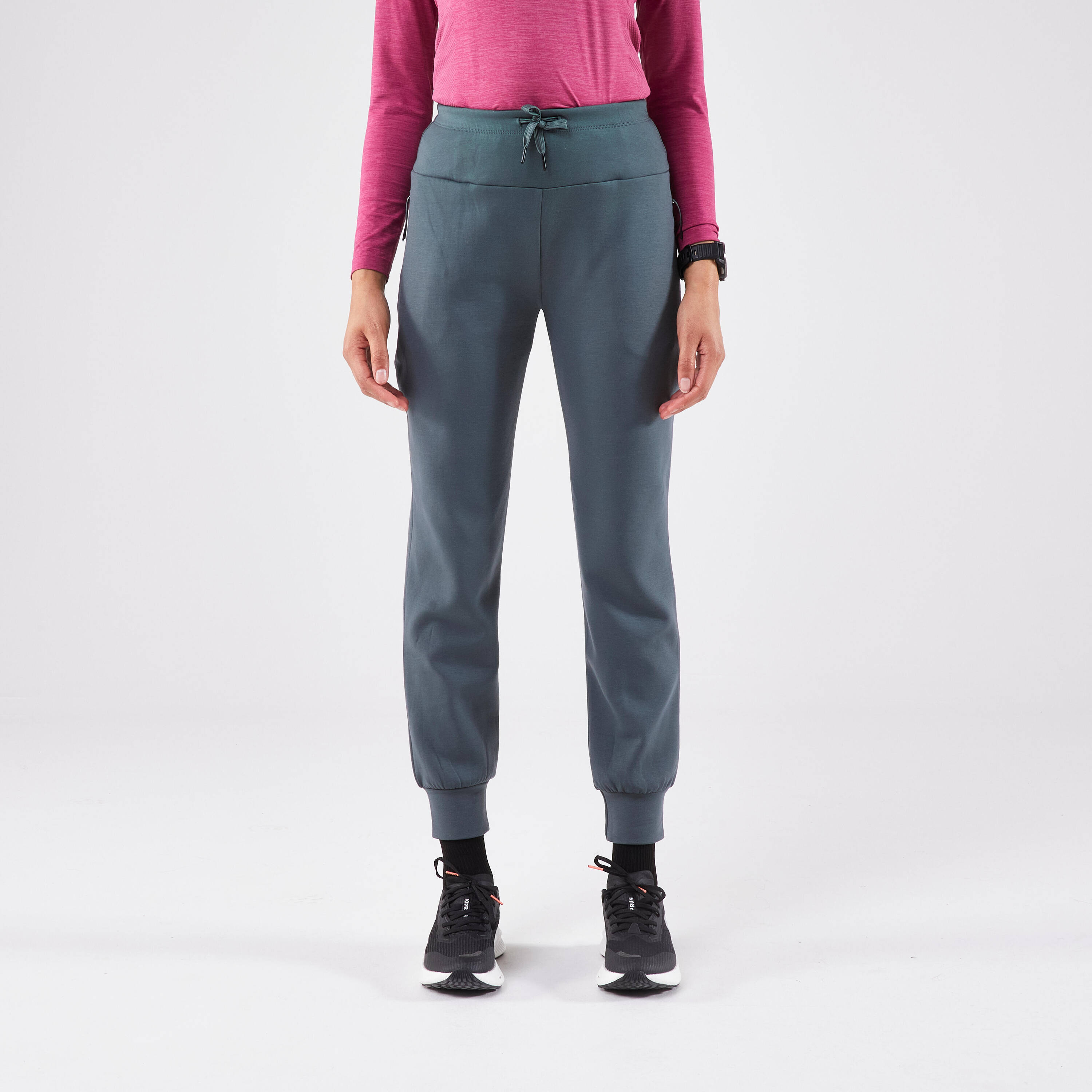 Women's warm running trousers-KIPRUN RUN 500 Warm-Smoke green -  2