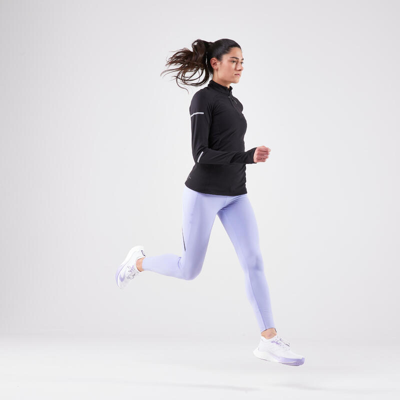 Dámské běžecké hřejivé tričko na 1/2 zip s dlouhým rukávem Run 500