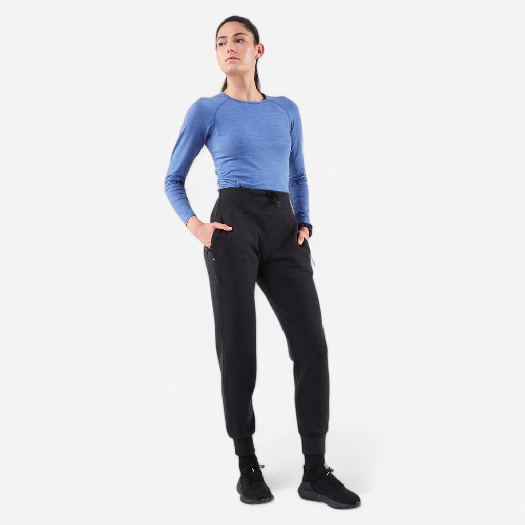 Ženske tople pantalone za trčanje-KIPRUN RUN 500 Warm-crne