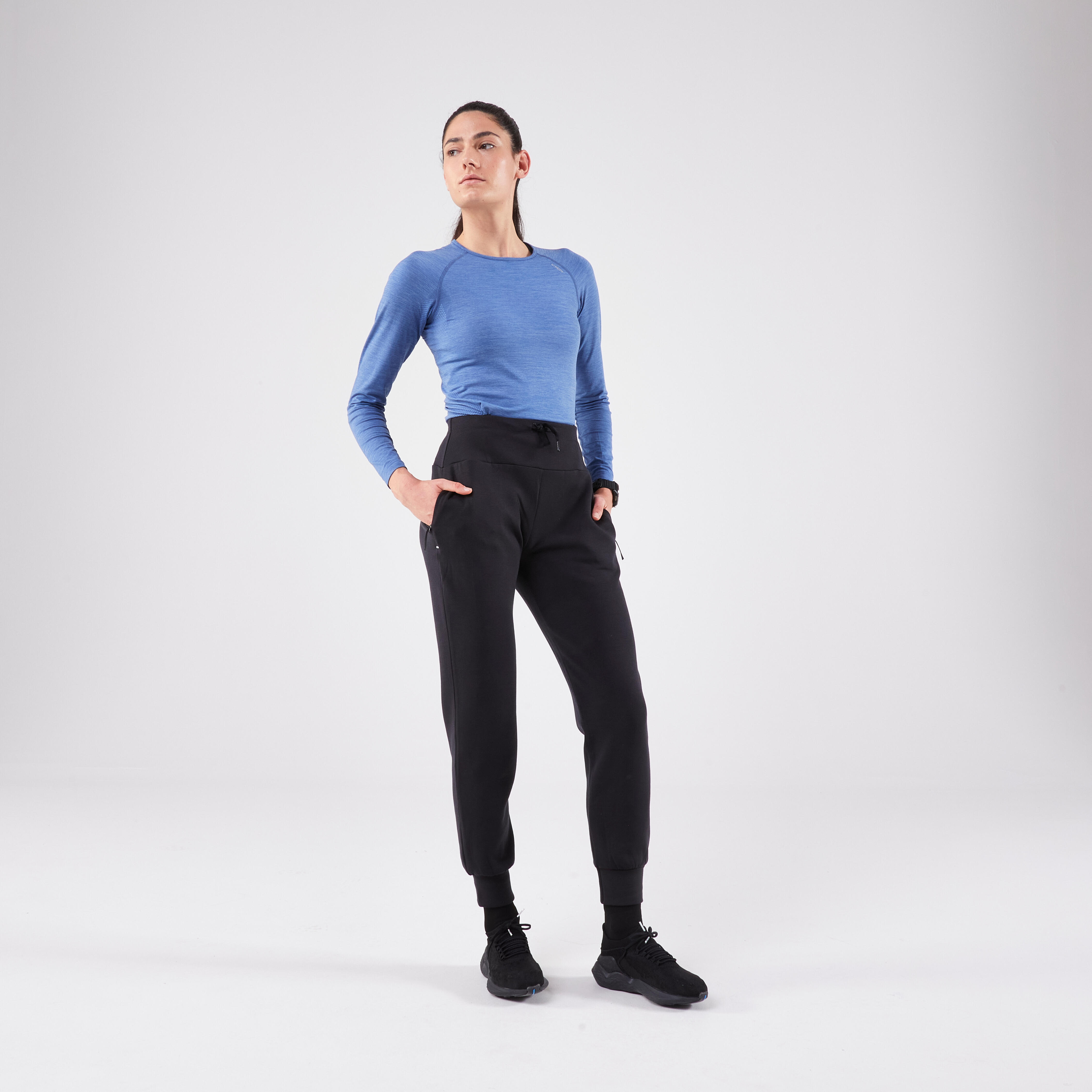 Women's warm running pants- KIPRUN Run 500 Warm Black