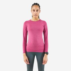 T SHIRT RUNNING MANCHES LONGUES FEMME RESPIRANT KIPRUN SKINCARE LIGHT BLEU CLAIR