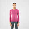 WOMEN'S KIPRUN RUN 500 FITTED SEAMLESS LONG-SLEEVED T-SHIRT - PINK