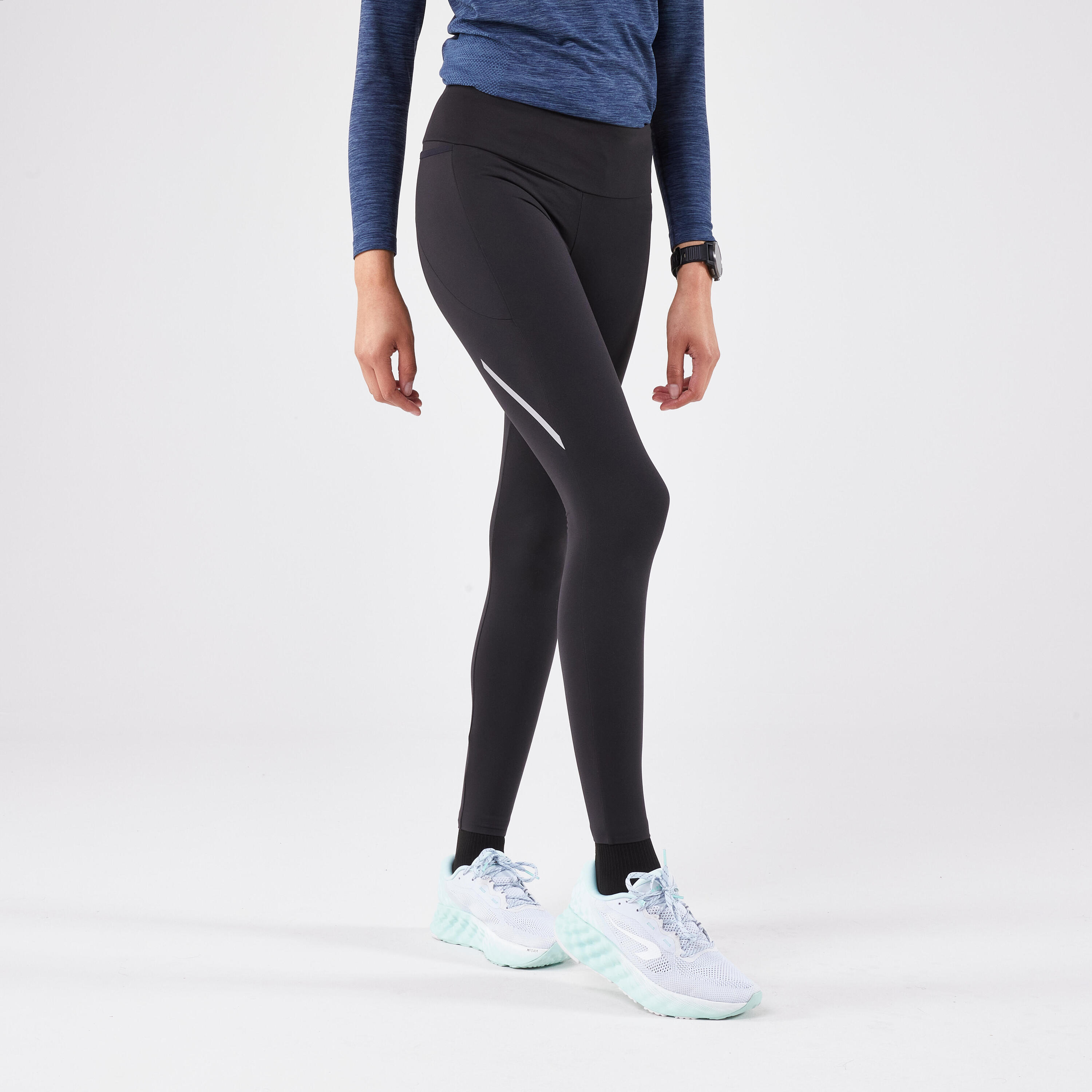 Leggings cálidos de running Kiprun RUN 500 Warm Mujer -  Negro ahumado 9/18