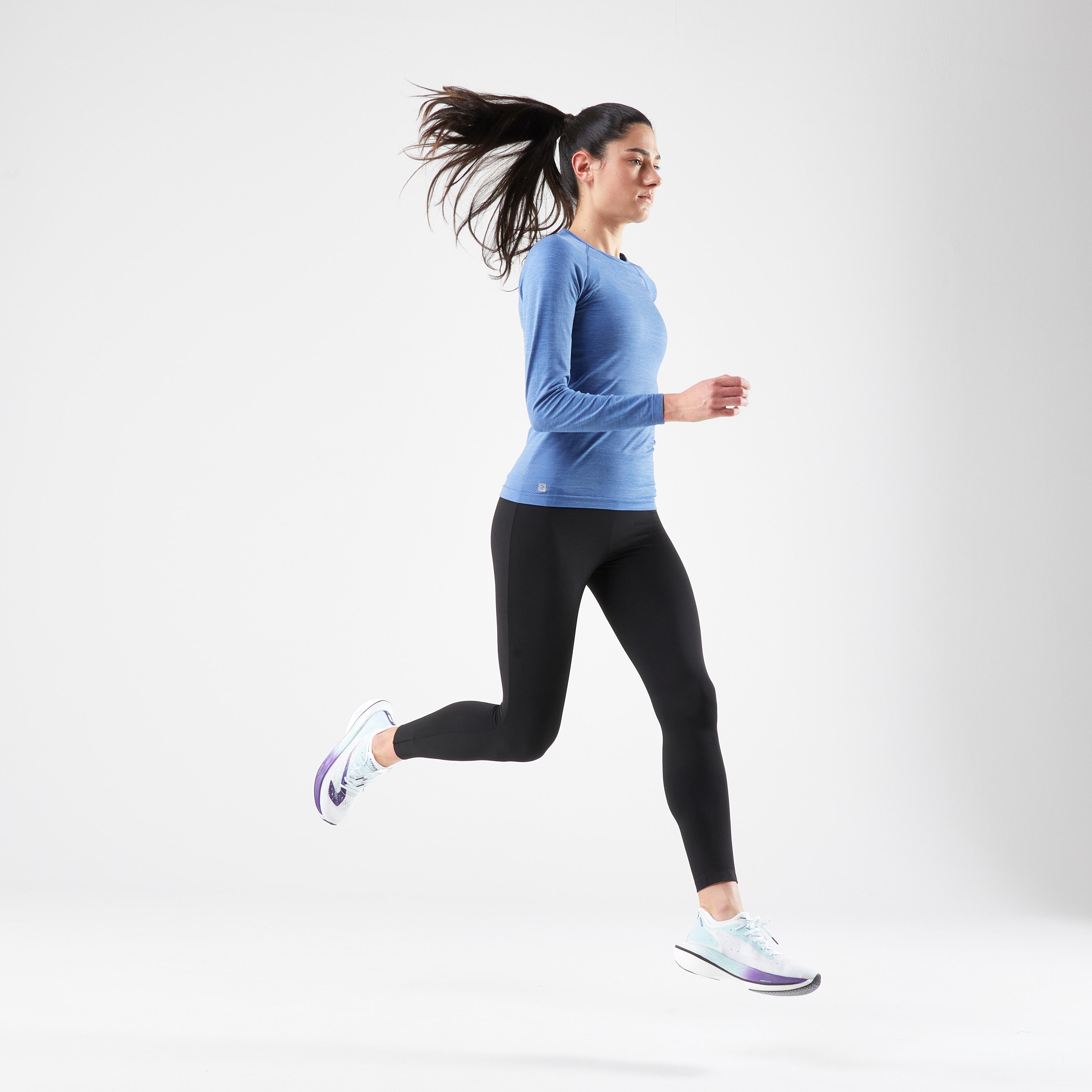 Women's Warm Running Leggings - Run 900 - smoked black - Kiprun - Decathlon