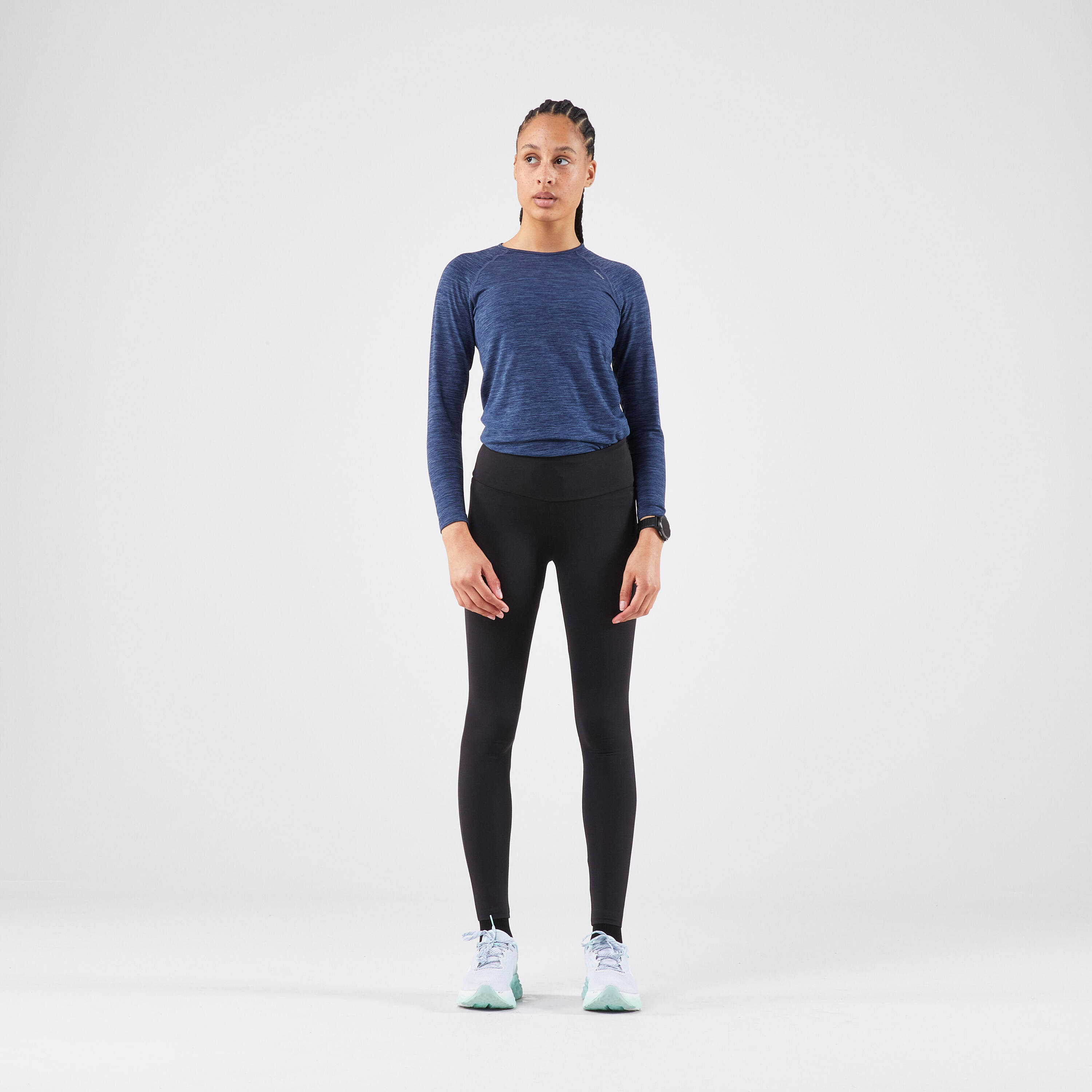 Women's warm running leggings - KIPRUN RUN 500 Warm - Black smoke -  3