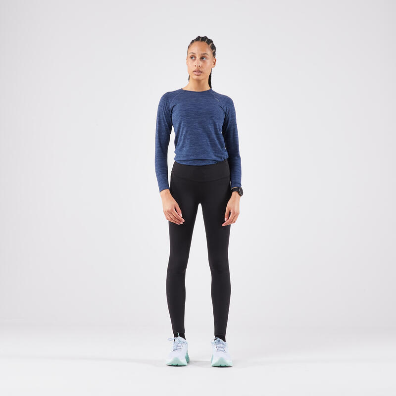 Legging chaud de running Femme- KIPRUN Run 500 Warm Noir fumé