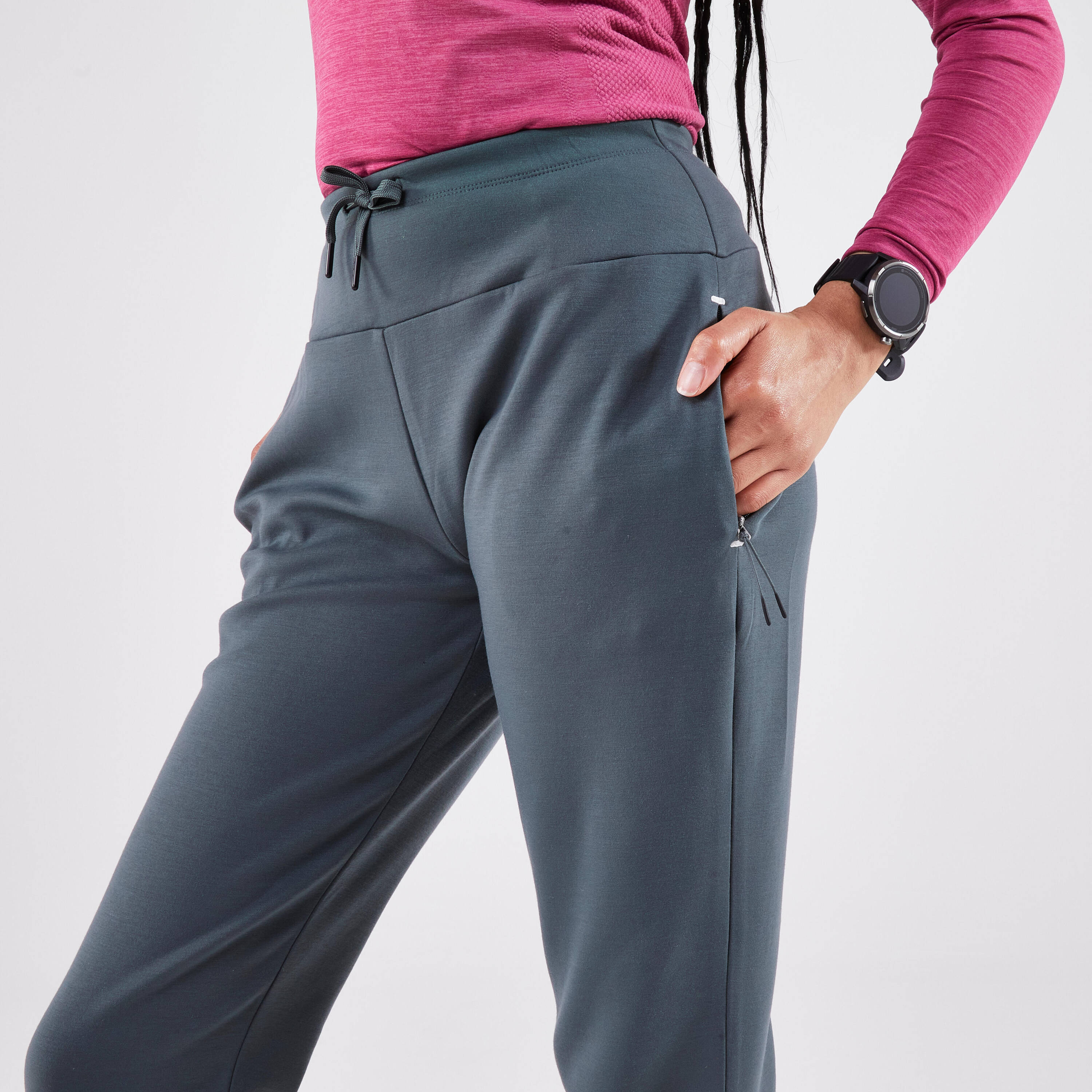 Women's warm running trousers-KIPRUN RUN 500 Warm-Smoke green -  5