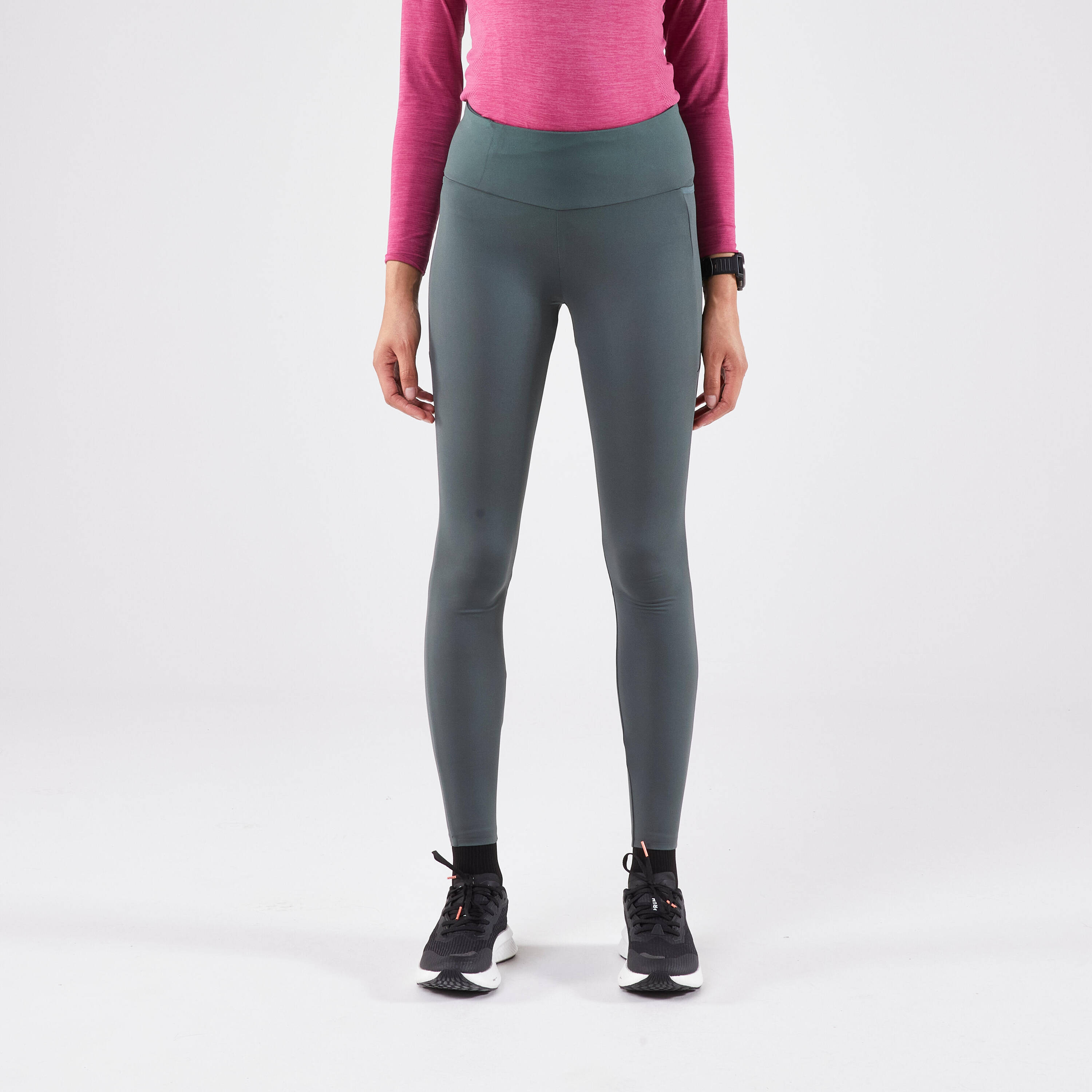 Women's warm running leggings - KIPRUN Run 500 Warm - Smoke green -  2