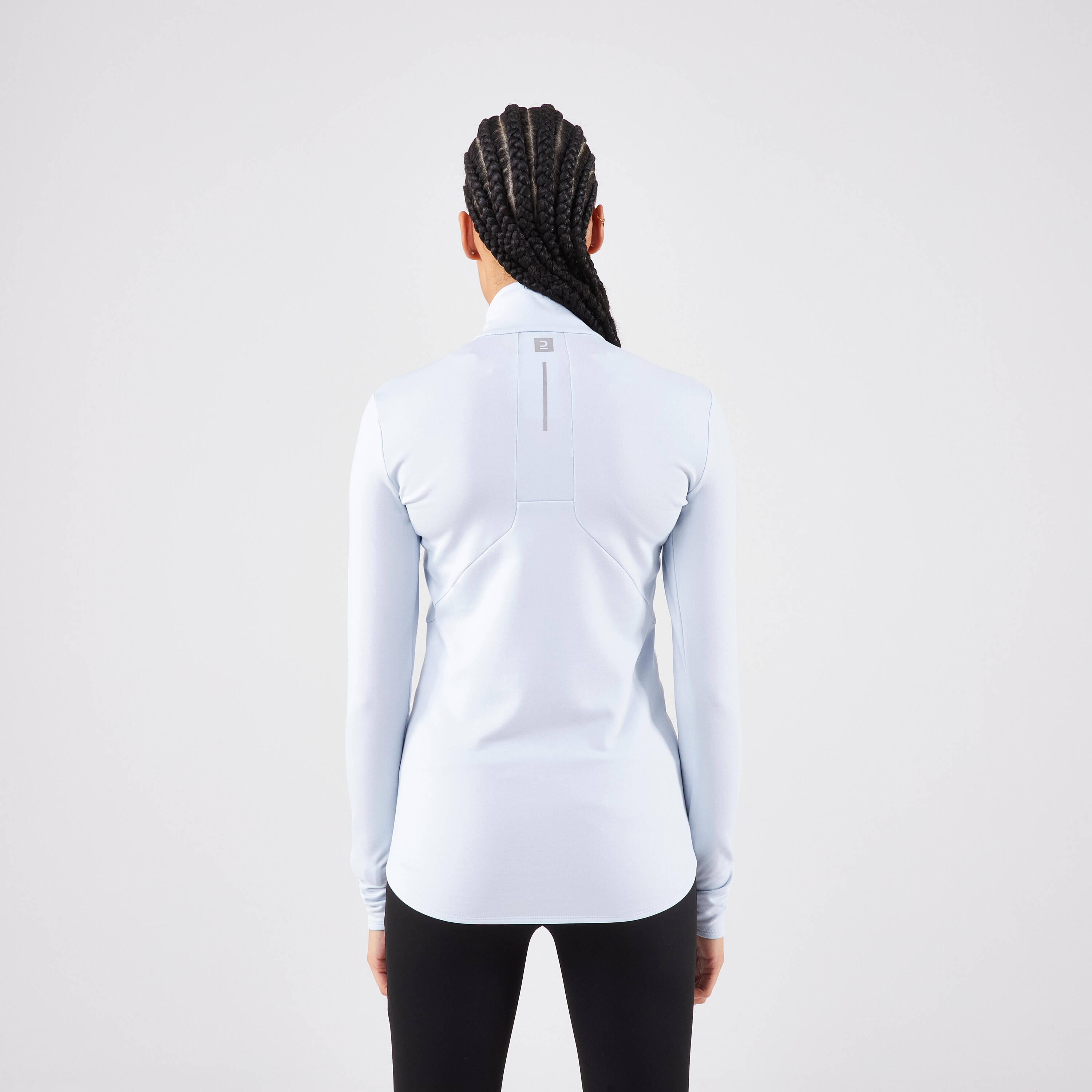 WOMEN'S KIPRUN RUN 100 HALF-ZIP WARM LONG-SLEEVED RUNNING T-SHIRT - BLUE -  3