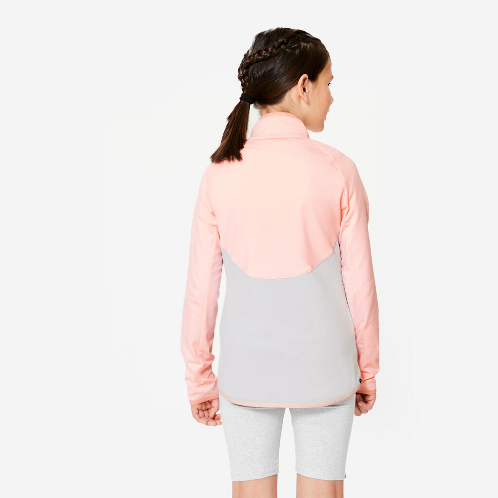 Girls' Fitted Sports Jacket - Pink/Grey