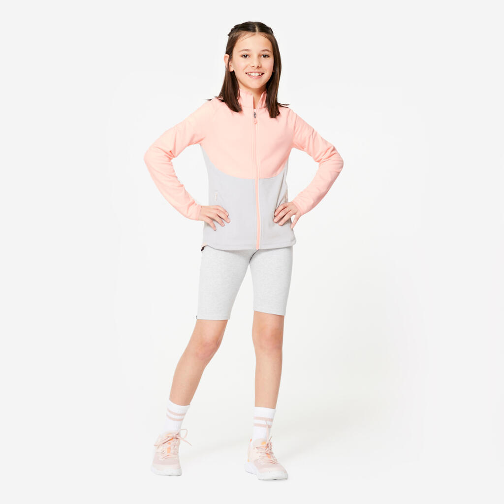 Trainingsjacke Mädchen tailliert - rosa/grau 