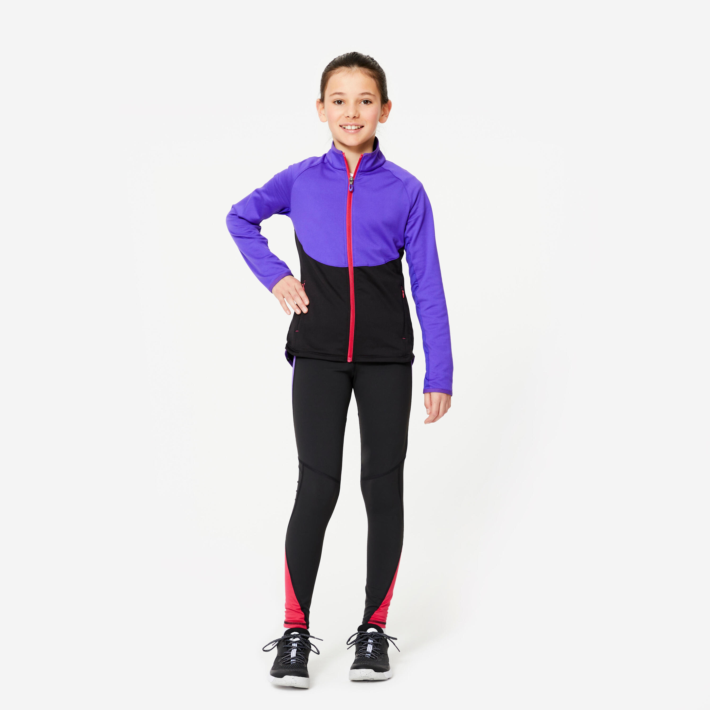 Leggings bambina ginnastica S 500 traspiranti vita alta neri 2/12