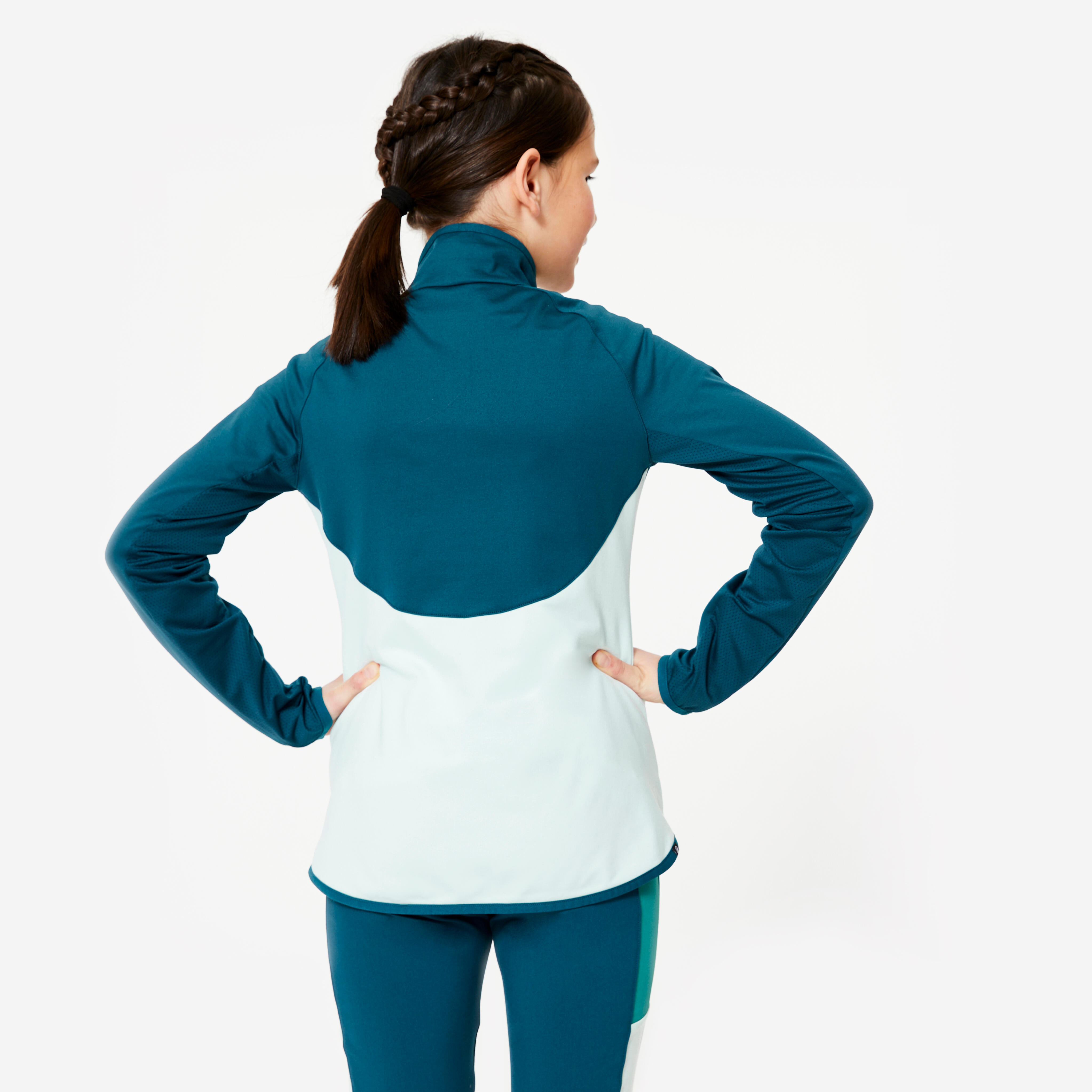 Girls Fitted Sports Jacket Blue Green Decathlon
