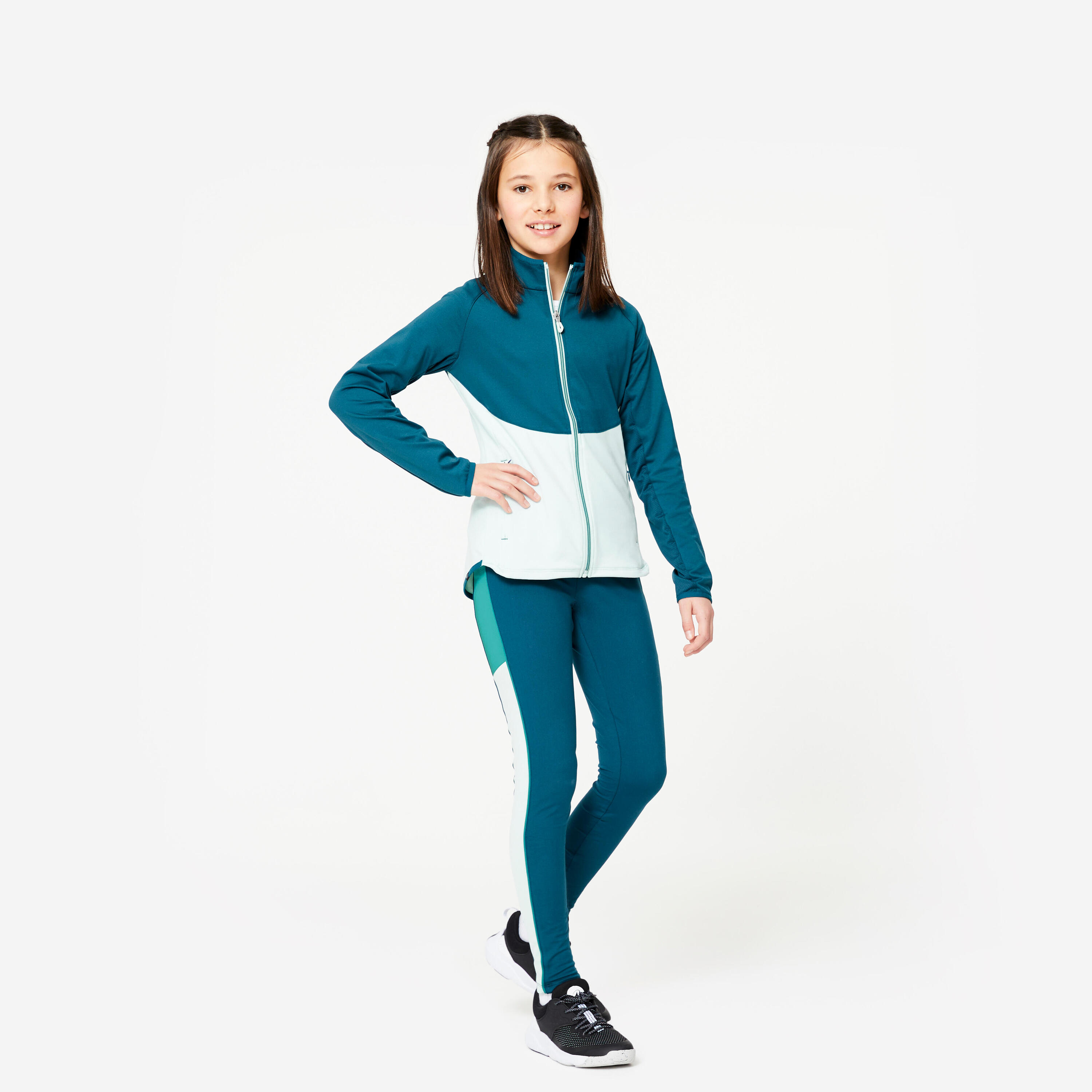 Veste de sport cintrée fille, bleu et vert DECATHLON Decathlon