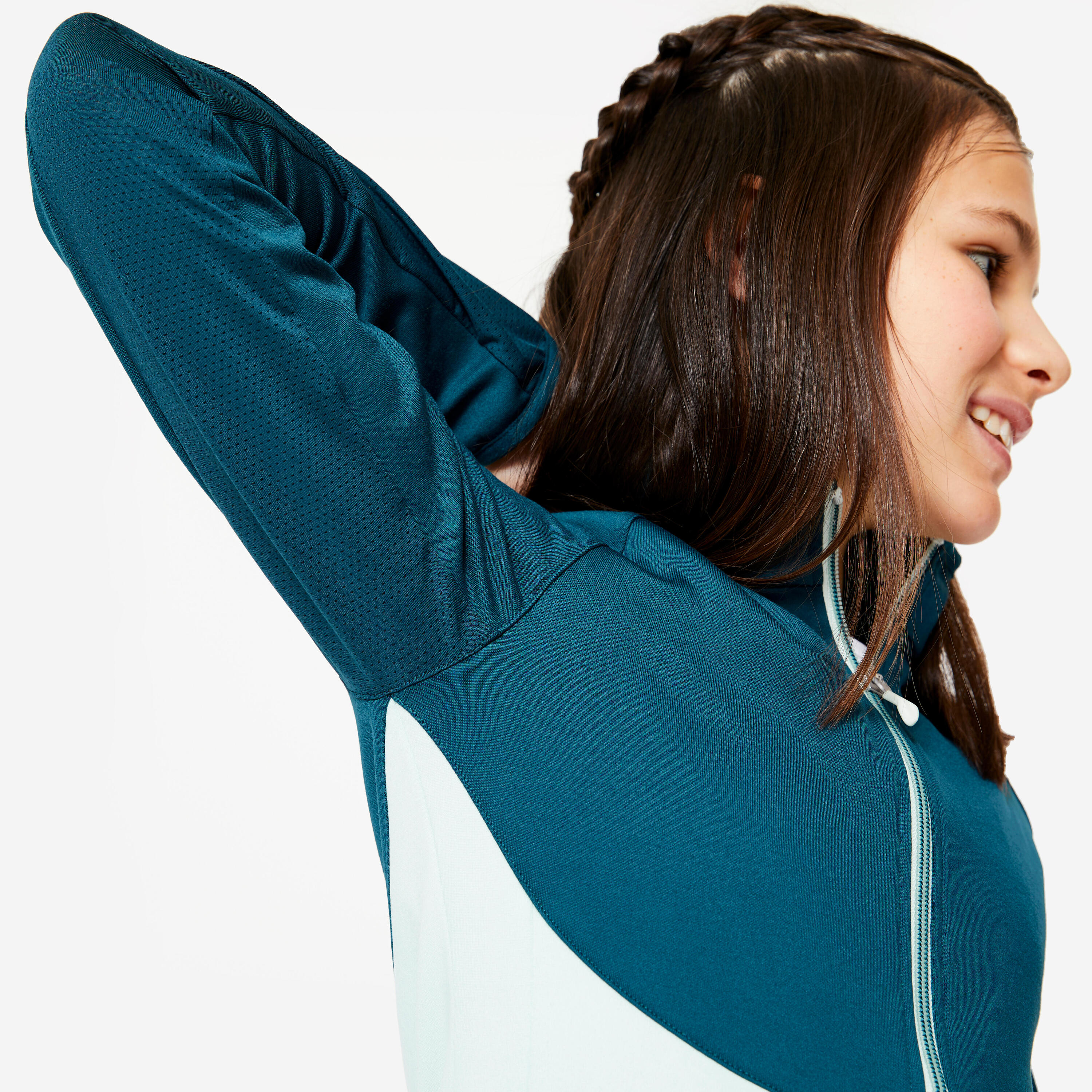 Veste de sport cintrée fille, bleu et vert 3/7